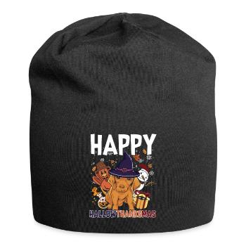 Hallothanksmas Dachshund Halloween Christmas - Jersey-Beanie - Schwarz - Vorne