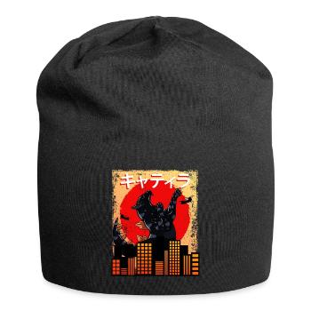 Catzilla japanischer Sonnenuntergang lustige Japan - Jersey-Beanie - Schwarz - Vorne