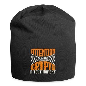 Avertissement, crypto à tout moment. - Bonnet en jersey - noir - Devant