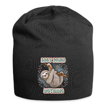 Sloth, Sloth, funny saying Doing-Nothing - Jersey Beanie - black - Front