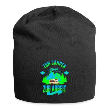 Zum Campen Geboren zur Arbeit gezwungen - Jersey-Beanie - Schwarz - Vorne