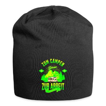 Zum Campen Geboren zur Arbeit gezwungen - Jersey-Beanie - Schwarz - Vorne
