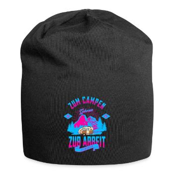 Zum Campen Geboren zur Arbeit gezwungen - Jersey-Beanie - Schwarz - Vorne