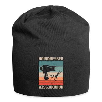 Retro Vintage Classic Hairdresser Hairdressing - Jersey-Beanie - Schwarz - Vorne