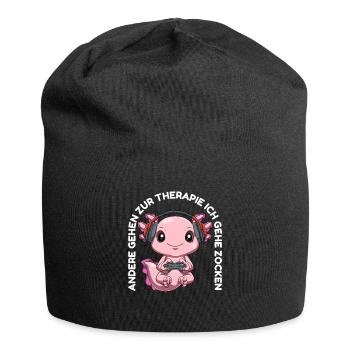 Gaming Axolotl - Lustiges Gamer Zocken Videospiele - Jersey-Beanie - Schwarz - Vorne