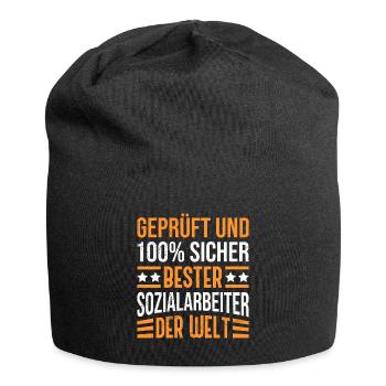 Geprüft und sicher der beste Sozialarbeiter - Jersey-Beanie - Schwarz - Vorne