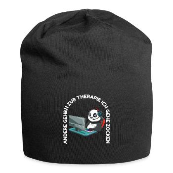 Gaming Panda - Lustiges Gamer Zocken Computer - Jersey-Beanie - Schwarz - Vorne