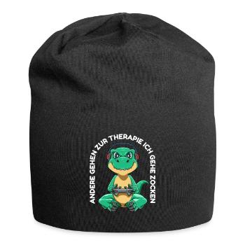 Gaming T-Rex - Lustiges Gamer Zocken Videospiele - Jersey-Beanie - Schwarz - Vorne