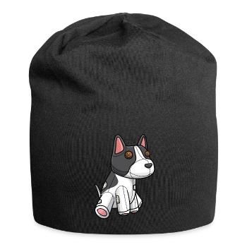 Rat Terrier Hund Kuscheltier - Jersey-Beanie - Schwarz - Vorne