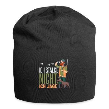Lustiges Jagdhorn Fernglas Jäger Spruch design - Jersey-Beanie - Schwarz - Vorne