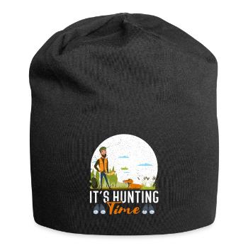 fun hunting time with hunting horn in nature - Jersey Beanie - black - Front