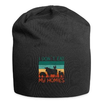 Lustiger veganer Spruch nicht Tiere - Jersey-Beanie - Schwarz - Vorne