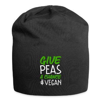 Erbsen eine Chance geben Lustig Vegan - Jersey-Beanie - Schwarz - Vorne