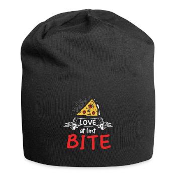 L'amour à la première bouchée Fabrication de pizza drôle - Bonnet en jersey - noir - Devant