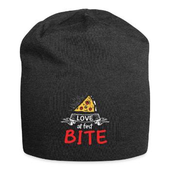 L'amour à la première bouchée Fabrication de pizza drôle - Bonnet en jersey - charbon - Devant