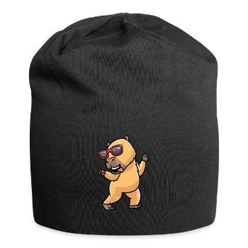 Capybara dansant avec des lunettes de soleil capybara - Bonnet en jersey - noir - Devant
