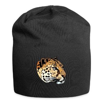 Leopard animal head predator animal motif with wild animals - Jersey Beanie - black - Front
