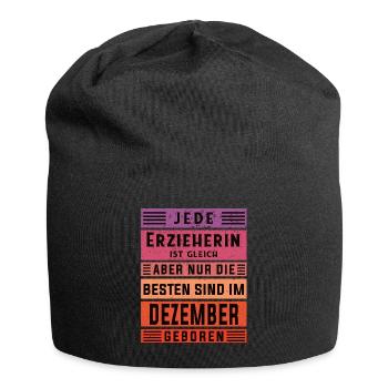 Kindergärtner Geburtstag Dezember geboren - Jersey-Beanie - Schwarz - Vorne