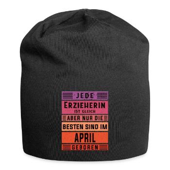 Kindergärtner Geburtstag April geboren Erzieherin - Jersey-Beanie - Schwarz - Vorne