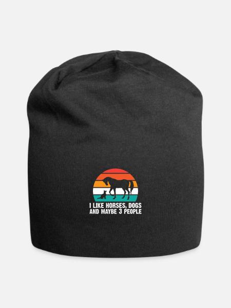 Pferde Hunde Reiten Reiter Spruch - Jersey-Beanie - Schwarz