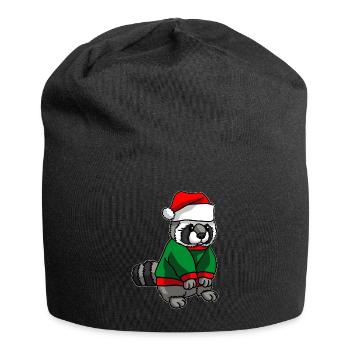 Raton laveur avec chandail de Noël - Bonnet en jersey - noir - Devant