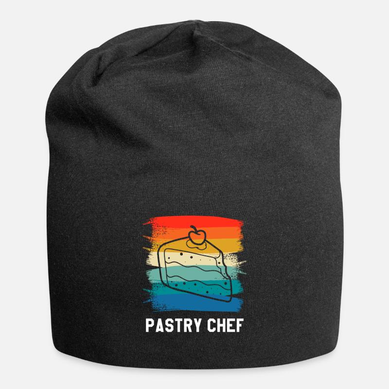 Retro Vintage Pastry Chef Pastries - Jersey Beanie - black