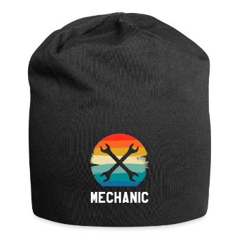 Retro Vintage Classic Mechanic Mechanical - Jersey Beanie - black - Front