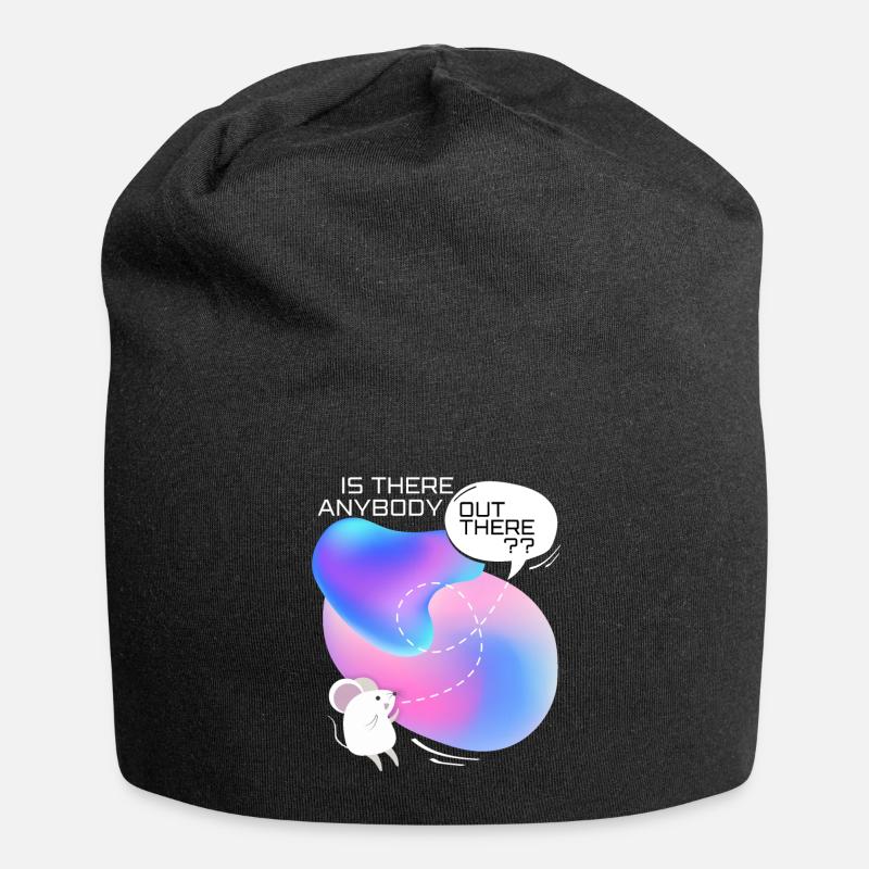 Mouse in space, funny saying - Jersey Beanie - black
