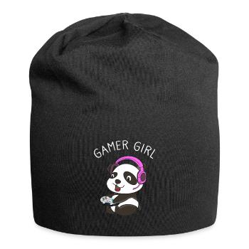 Gamer Girl Funny Gaming Panda Gaming Girl - Jersey Beanie - black - Front