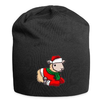 Schaf mit Christmas Sweater - Jersey-Beanie - Schwarz - Vorne