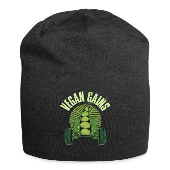Vegan Gains Vegan Gift - Jersey Beanie - charcoal grey - Front