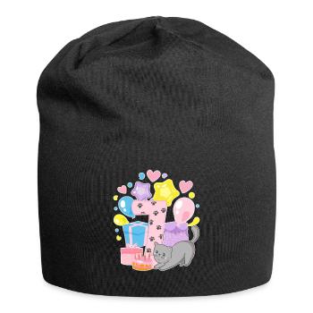 Tee shirt anniversaire chaton enfin 7 ans fille - Bonnet en jersey - noir - Devant