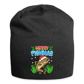Trout Angler Joyeux Fishmas Angler Noël - Bonnet en jersey - noir - Devant