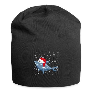 Funny Christmas Shark Christmas - Jersey Beanie - black - Front