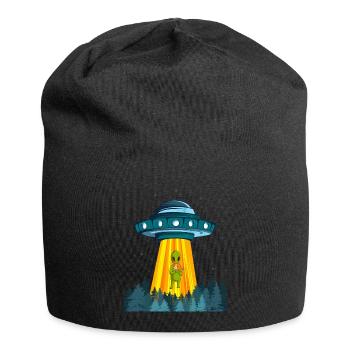 Weltraum Alien Raumschiff Katze Ufo Außerirdischer - Jersey-Beanie - Schwarz - Vorne