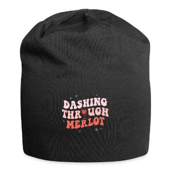 Durch Merlot flitzen lustiger Weihnachtswein - Jersey-Beanie - Schwarz - Vorne