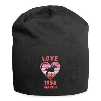 Love Pferde Reiten Geburtstag März 1958 - Jersey-Beanie - Schwarz - Vorne