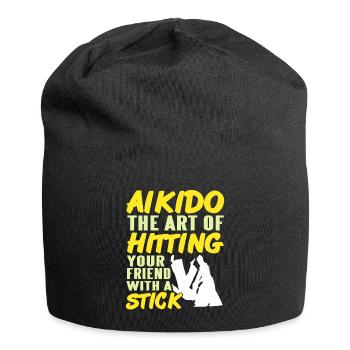 Aikido the art of Hitting your freind with a stick - Jersey-Beanie - Schwarz - Vorne