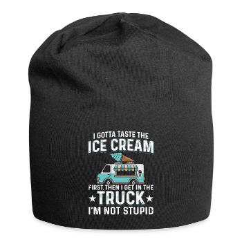 Eiscreme Schmelzen Gefrorenes Süßes Dessert Liebha - Jersey-Beanie - Schwarz - Vorne