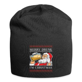 Hässlicher Dezember Betrunkener Bierliebhaber Hässliche Weihnachten - Jersey-Beanie - Schwarz - Vorne