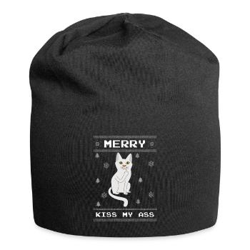 Kiss My Christmas December Cat Hates Christmas - Jersey Beanie - black - Front