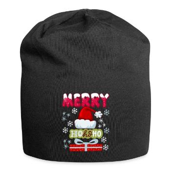 Santa Claus, Cap, HoHoHo and Gifts Saying - Jersey Beanie - black - Front