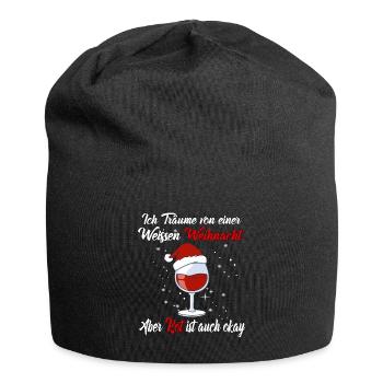 I dream of a white Christmas but red is - Jersey Beanie - black - Front