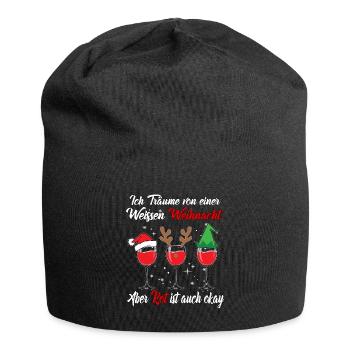 I dream of a white Christmas but red is - Jersey Beanie - black - Front