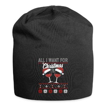 All I fallow for Christmas is WINE - Jersey Beanie - black - Front