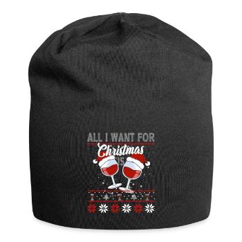 All I fallow for Christmas is WINE - Jersey Beanie - black - Front