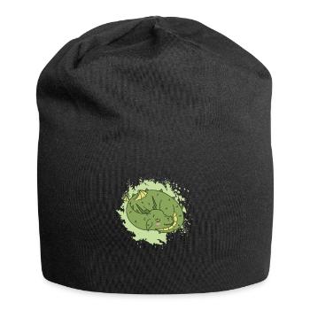 Dragon sleeps cute fantasy animal - Jersey Beanie - black - Front