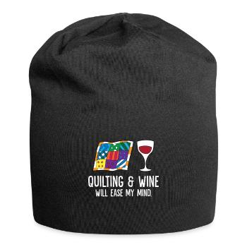 La courtepointe et le vin vont calmer mon - Bonnet en jersey - noir - Devant