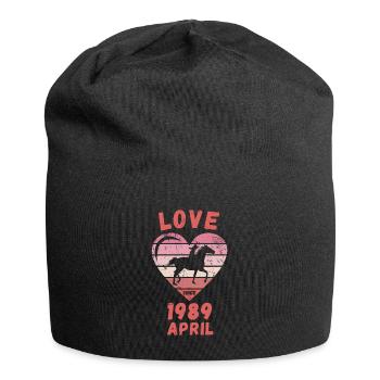Love Horse Riding Birthday April 1989 - Jersey Beanie - black - Front
