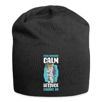 Romaine Calm Lettuce Carrot On Karotte Geschenk - Jersey-Beanie - Schwarz - Vorne